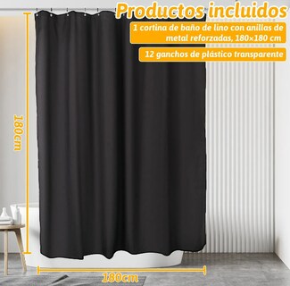 Foto 2 | Foto 2 | Cortina De Baño De Lino Premium Impermeable Modelo Negro