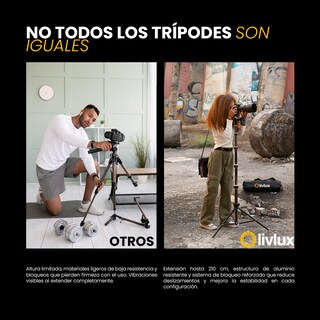 Foto 8 | Foto 8 | Tripié Profesional Livlux Tp01 De Aluminio Ajustable 2.1 M Con Funda Para Iluminación Cámaras Y Estudio Fotográfico
