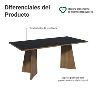 Foto 4 | Foto 4 | Mesa De Comedor Madesa 5388 Rectangular Marrón/negro