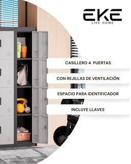 Foto 6 | Foto 6 | Locker Metálico 4 Puertas Con Llave Organizador Oficina Escuela Industrial Resistente