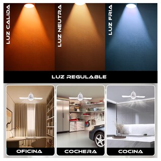 Foto 7 | Foto 7 | Foco Lampara Ventilador 5 Aspas 48w Con Control Remoto