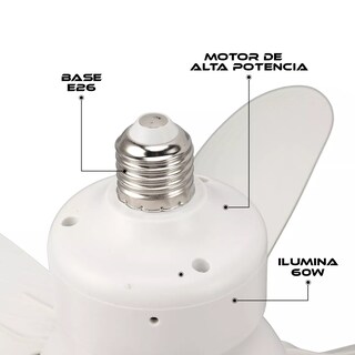 Foto 4 | Foto 4 | Foco Lampara Ventilador Aspas 60w Con Control Remoto