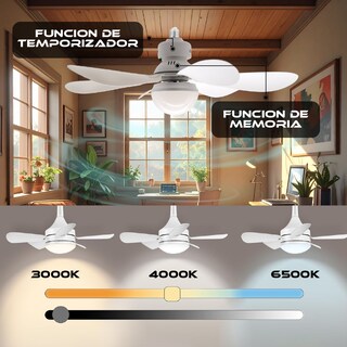 Foto 7 | Foto 7 | Foco Lampara Ventilador Aspas 60w Con Control Remoto