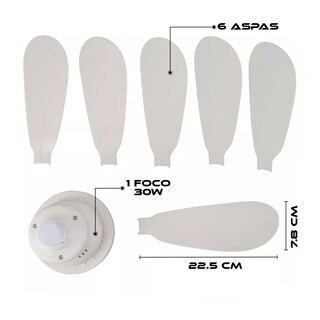 Foto 8 | Foto 8 | Foco Lampara Ventilador Aspas 60w Con Control Remoto