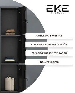 Foto 6 | Foto 6 | Casillero Metálico De 3 Puertas Con Chapa Y Llave – Guardado Oficina Escuela Gimnasio