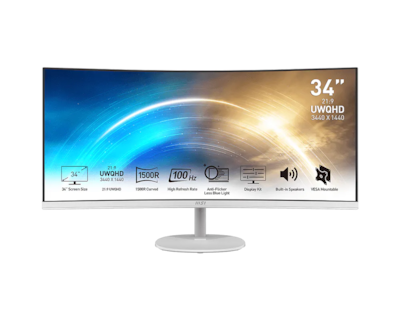 Foto 1 | Foto 1 | Monitor Msi Pro Mp341cqw 34 Pulgadas Uwqhd Va Curvo 100hz 4ms Antirreflejante Blanco