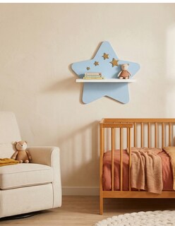 Foto 2 | Foto 2 | Repisa Infantil Generica Estrella Pared Mdf Decorativa Habitación Niña Niño Azul/dorado