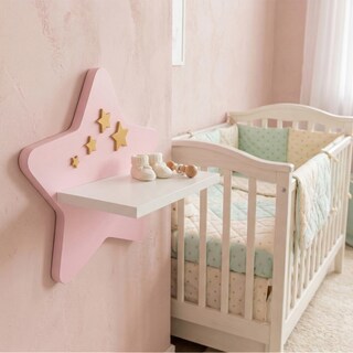 Foto 2 | Foto 2 | Repisa Infantil Generica Estrella Pared Mdf Decorativa Habitación Niña Niño Rosa/dorado