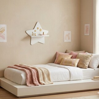 Foto 2 | Foto 2 | Repisa Infantil Generica Estrella Pared Mdf Decorativa Habitación Niña Niño Blanco/dorado