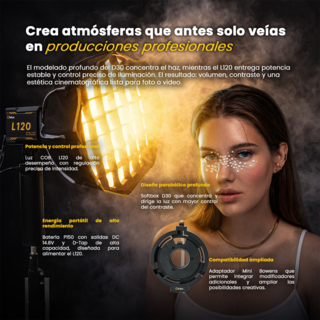 Foto 2 | Foto 2 | Kit de Estudio Livlux L120 Luz Led Cob 120w con Softbox Octabox 30 Cm