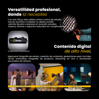 Foto 3 | Foto 3 | Kit de Estudio Livlux L120 Luz Led Cob 120w con Softbox Octabox 30 Cm