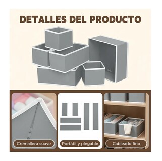 Foto 3 | Foto 3 | Cajas de Almacenamiento de Tela 6 Piezas Gris