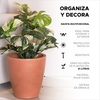 Foto 2 | Foto 2 | Maceta Cónica Elly Decor 16 Pulgadas con Drenaje Interior Exterior Café