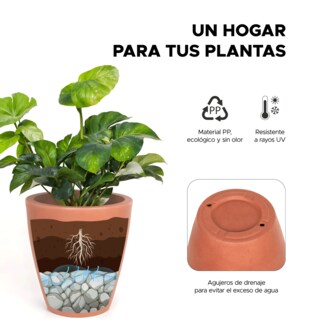 Foto 4 | Foto 4 | Maceta Cónica Elly Decor 16 Pulgadas con Drenaje Interior Exterior Café