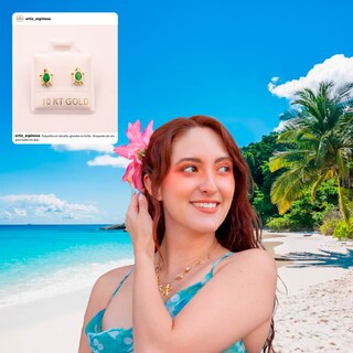 Foto 4 | Foto 4 | Broquel Tortuga Mini De Oro 10kt Con Zirconia