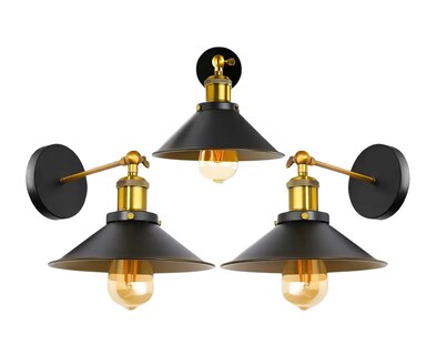 Foto 1 | Foto 1 | Lámparas de Pared Interior Vintage Industrial E26 Negro 3 Piezas