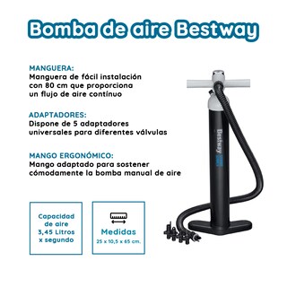 Foto 2 | Foto 2 | Bomba de Aire Manual Hammer Sport Bestway con 5 Adaptadores