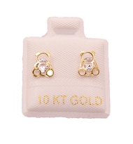 Broquel Oso 3d De Oro 10 Kt Con Zirconia