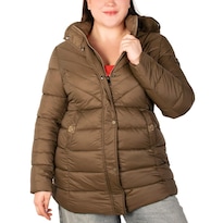 Chamarra Capitonada Greenlander Pluz Size Con Bolsas Para Mujer Verde