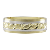 Anillo De Matrimonio Fonelli Ar14-18746h Oro Amarillo Y Blanco 14k Hueco 6mm
