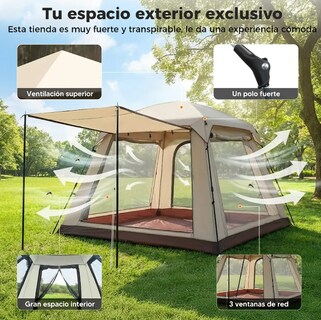 Foto 3 | Foto 3 | Tienda De Campaña Playa 4 Personas Impermeable Modelo Beige