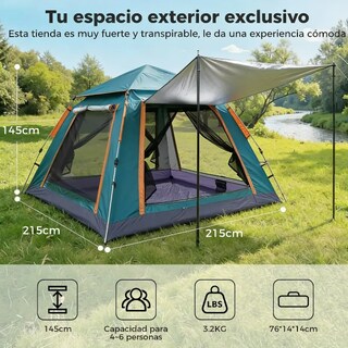 Foto 4 | Foto 4 | Tienda De Campaña Playa 4 Personas Impermeable Modelo Verde