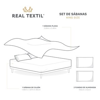 Foto 6 | Foto 6 | Sábanas de Algodón 200 Hilos Real Textil King Size Gris Frescas Y Transpirables