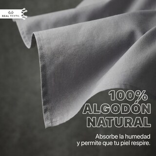 Foto 2 | Foto 2 | Sábanas de Algodón 200 Hilos Real Textil Queen Size Gris Frescas Y Transpirables