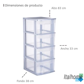 Foto 7 | Foto 7 | Cajonera Italhome Onyx 4 Cajones Transparentes
