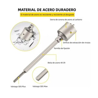 Foto 3 | Foto 3 | 10 Brocas Pasamuros Sacabocas Sds Plus/max 35-110mm Concreto