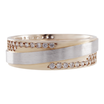 Argolla De Matrimonio Fonelli Ar14-110305 Oro Rosa Y Blanco 14k Maciza 5mm Con Zirconias