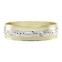 Argolla De Matrimonio Fonelli Ar14-18335h Oro Amarillo Y Blanco 14k 5mm Diseño Elegance