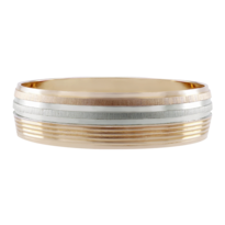 Argolla De Matrimonio Fonelli Ar14-r18255 Oro Rosa Y Blanco 14k 5mm Diseño Candor Texturizado