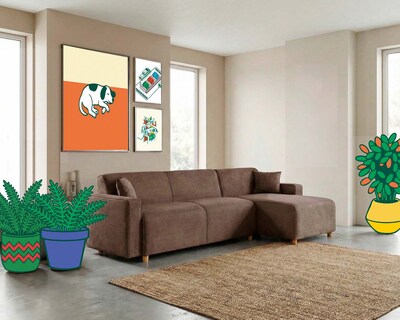 Foto 1 | Foto 1 | Sala Modular Reversible Makora Calak Chocolate Velvet Con Memory Foam Y Respaldo Reclinable