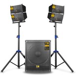 Sistema De Audio Profesional Gama Completa Con Subwoofer 18” Bocinas Satélite Tripiés Amplificador Clase D Dsp Digital 4 Mo