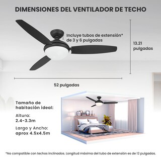 Foto 5 | Foto 5 | Ventilador de Techo Eleve Comfort M2 Negro con Luz Led
