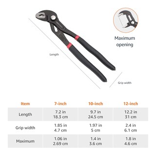 Foto 4 | Foto 4 | Juego De Alicates Amazon Basics Unión Ranurada De Liberación Rápida 3 Piezas - Venta Internacional.