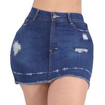 Falda Mezclilla Stretch con Short Interno y Faja Moldeadora para Mujer