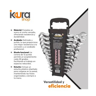 Foto 3 | Foto 3 | Juego Llaves Mixtas 22 Pzas Adir 256-j