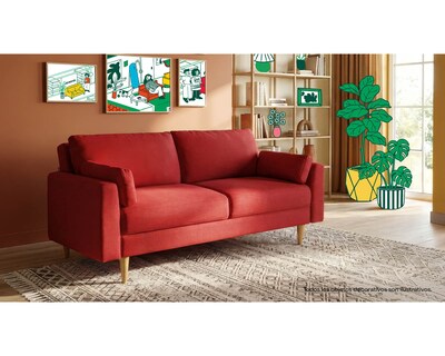 Foto 1 | Foto 1 | Sofá Cama Makora Tatiane Rojo Lino Con Memory Foam Y Respaldo Reclinable 3 Posiciones