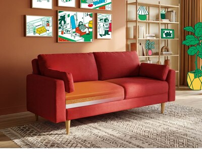 Foto 3 | Foto 3 | Sofá Cama Makora Tatiane Rojo Lino Con Memory Foam Y Respaldo Reclinable 3 Posiciones