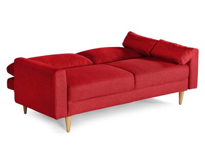 Foto 6 | Foto 6 | Sofá Cama Makora Tatiane Rojo Lino Con Memory Foam Y Respaldo Reclinable 3 Posiciones