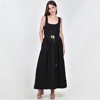 Vestido Roman Fashion Con Cinturón Negro Para Mujer
