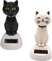 Solar Dancing Toys Escultura Artesanal De Gato Estatua Que Se Balancea X2 - Venta Internacional.