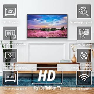 Foto 6 | Foto 6 | Pantalla HD Sharp 2TC32CF2UR color Negro 32'' Smart Roku