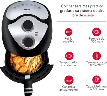 Foto 6 | Foto 6 | Freidora de Aire RCA RC-105 Negra 3.5 L