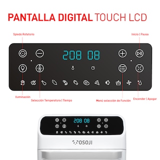 Foto 6 | Foto 6 | Freidora De Aire Digital Y Horno De Pizza 12 Lts Air Fryer Blanco Funciones De Cocción, Rostizador Pantalla Táctil Y Canasta