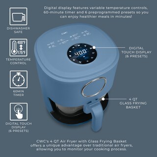 Foto 3 | Foto 3 | Air Fryer Cook With Color, Cesta De Vidrio De 1200 W, 4 L, Apta Para Lavavajillas - Venta Internacional.