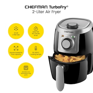Foto 2 | Foto 2 | Air Fryer Chefman Small Compact, 2 Litros, 60 Minutos, Temporizador Negro - Venta Internacional.