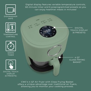 Foto 3 | Foto 3 | Cesta De Vidrio Air Fryer Cook With Color, 4 L, 1200 W, Apta Para Lavavajillas - Venta Internacional.